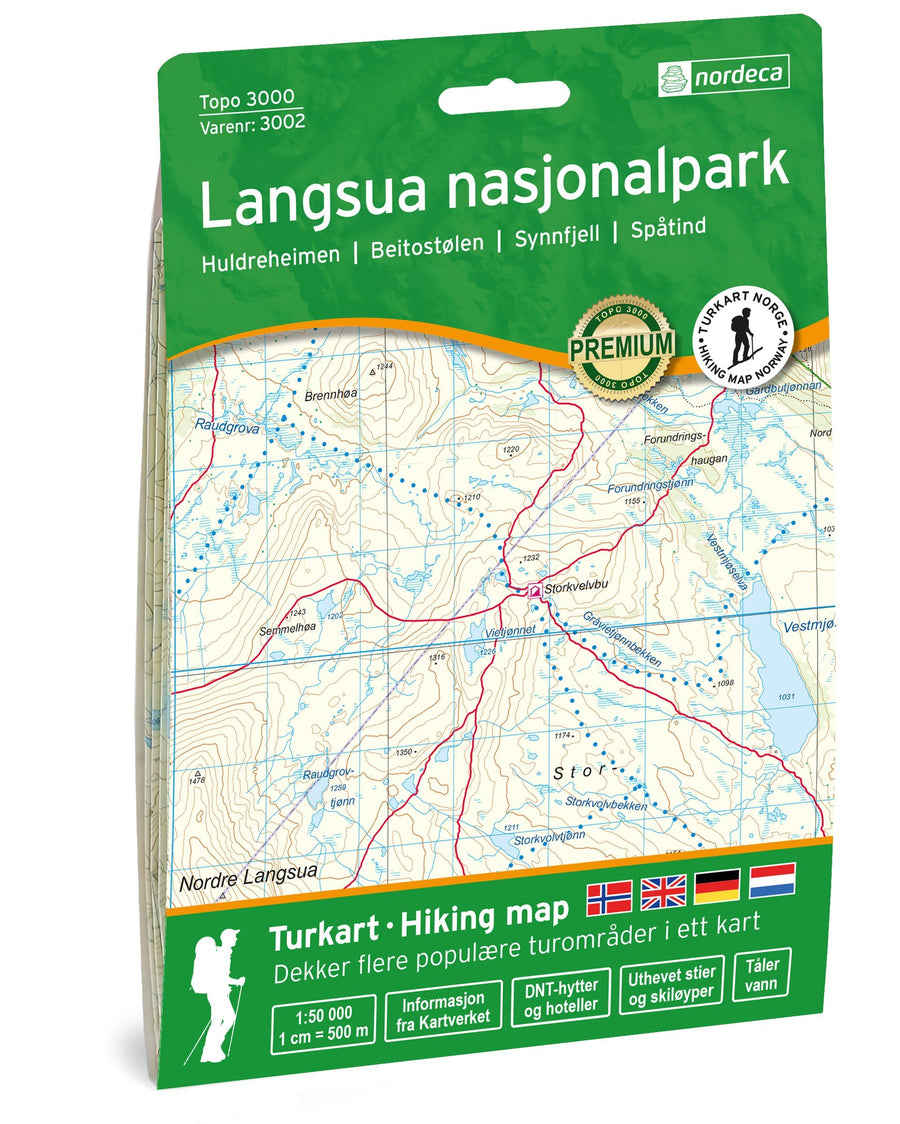 Carte de randonnée n° 3002 - Langsua natjonal park (Norvège) | Nordeca - série 3000 carte pliée Nordeca 