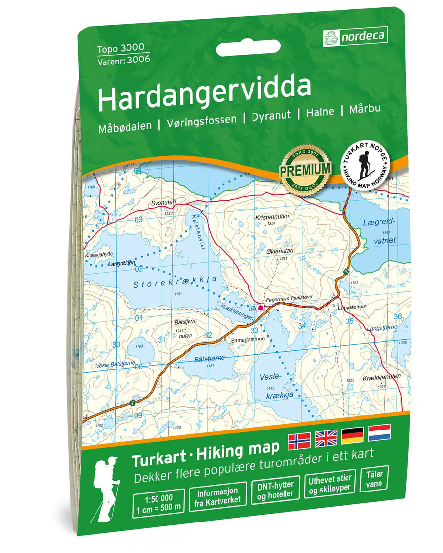 Carte de randonnée n° 3006 - Hardangervidda (Norvège) | Nordeca - série 3000 carte pliée Nordeca 