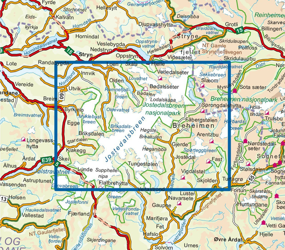 Carte de randonnée n° 3009- Jostedalsbreen national park (Norvège) | Nordeca - série 3000 carte pliée Nordeca 