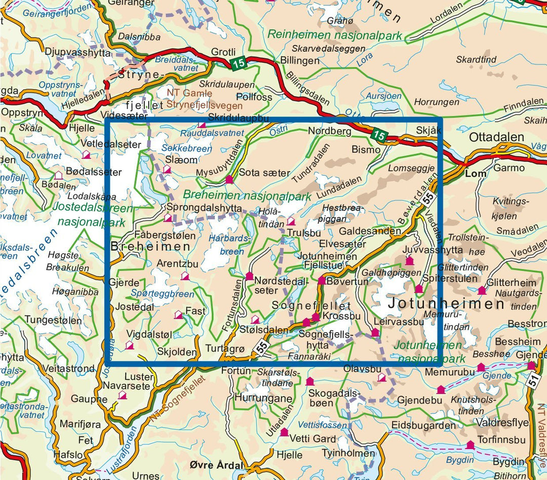 Carte de randonnée n° 3011 - Breheimen national park (Norvège) | Nordeca - série 3000 carte pliée Nordeca 