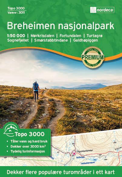 Carte de randonnée n° 3011 - Breheimen national park (Norvège) | Nordeca - série 3000 carte pliée Nordeca 