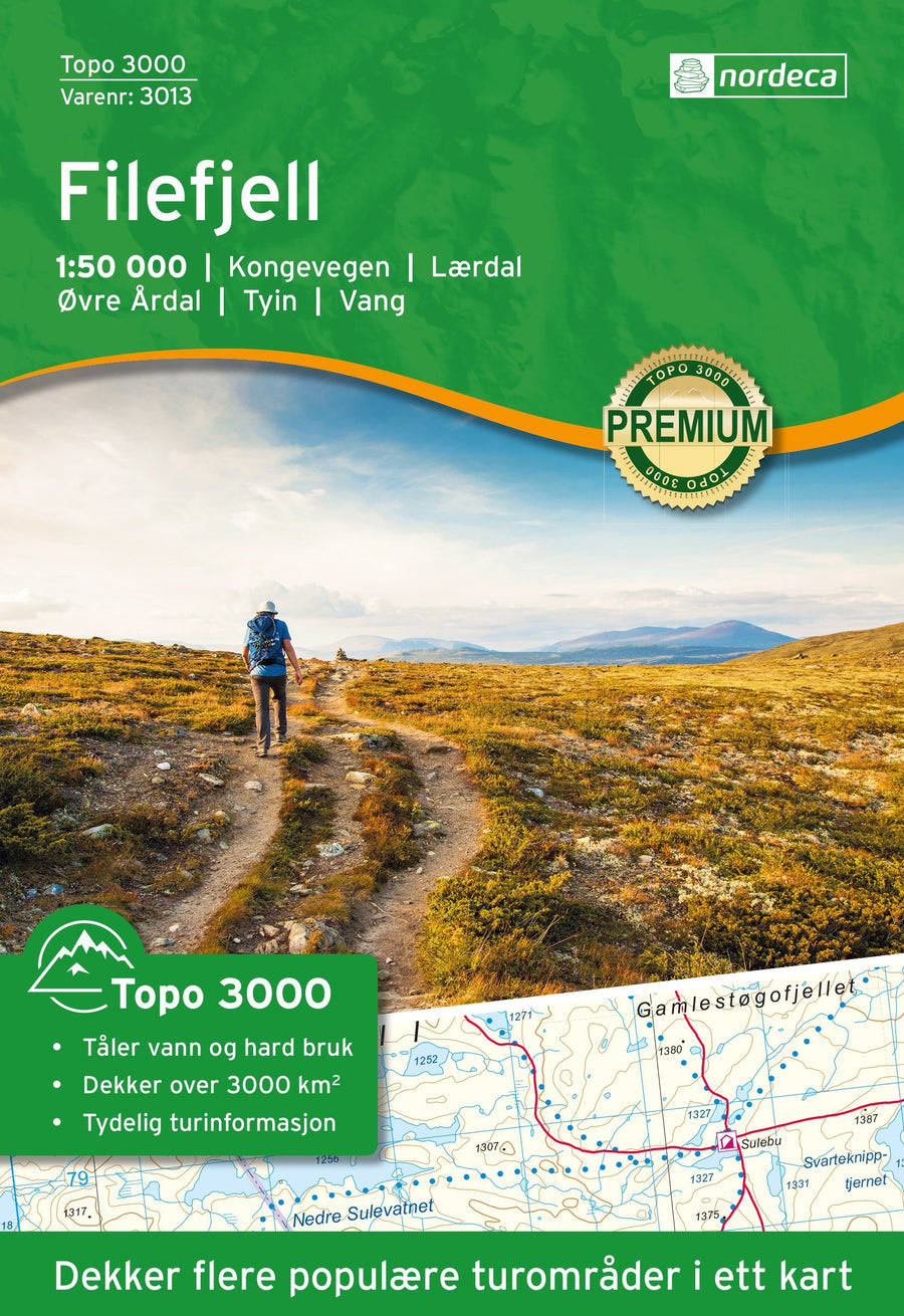Carte de randonnée n° 3013 - Filefjell (Norvège) | Nordeca - série 3000 carte pliée Nordeca 