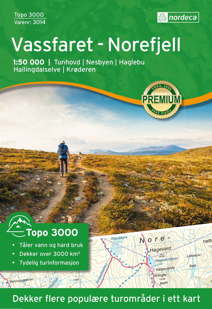 Carte de randonnée n° 3014 - Vassfaret-Norefjell (Norvège) | Nordeca - série 3000 carte pliée Nordeca 