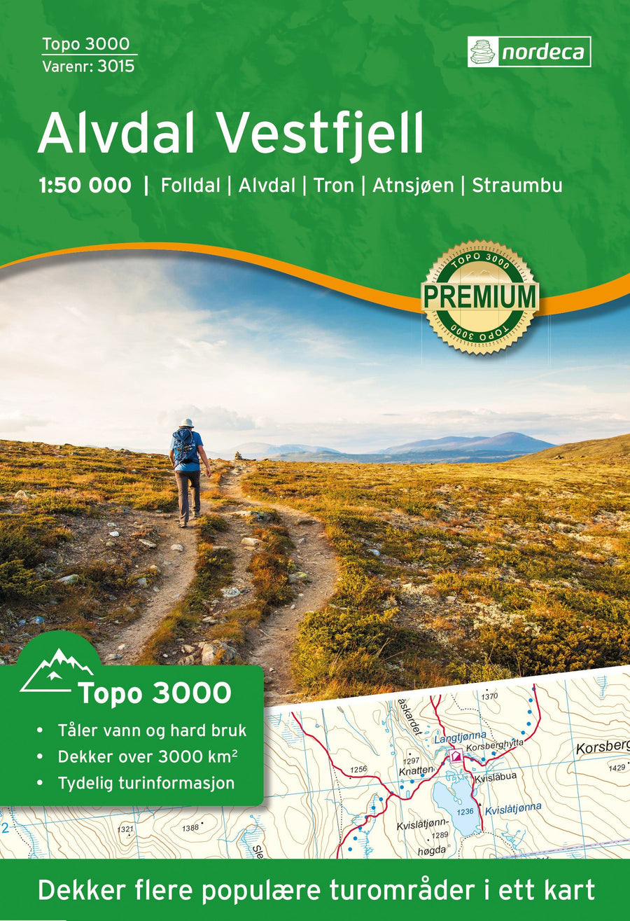 Carte de randonnée n° 3015 - Alvdal Vestfjell (Norvège) | Nordeca - série 3000 carte pliée Nordeca 