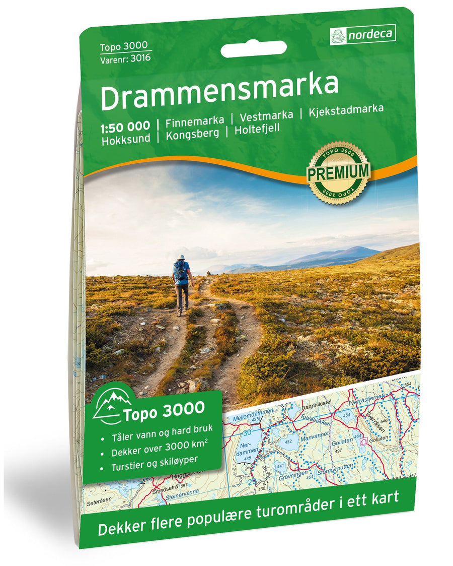 Carte de randonnée n° 3016 - Drammensmarka (Norvège) | Nordeca - série 3000 carte pliée Nordeca 