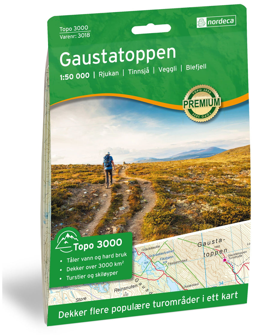 Carte de randonnée n° 3018 - Gaustatoppen (Norvège) | Nordeca - série 3000 carte pliée Nordeca 