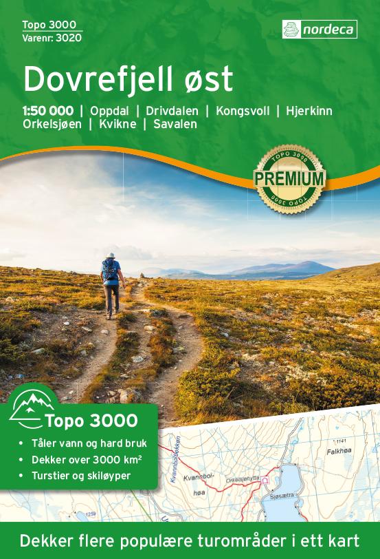 Carte de randonnée n° 3020 - Dovrefjell Øst (Norvège) | Nordeca - série 3000 carte pliée Nordeca 