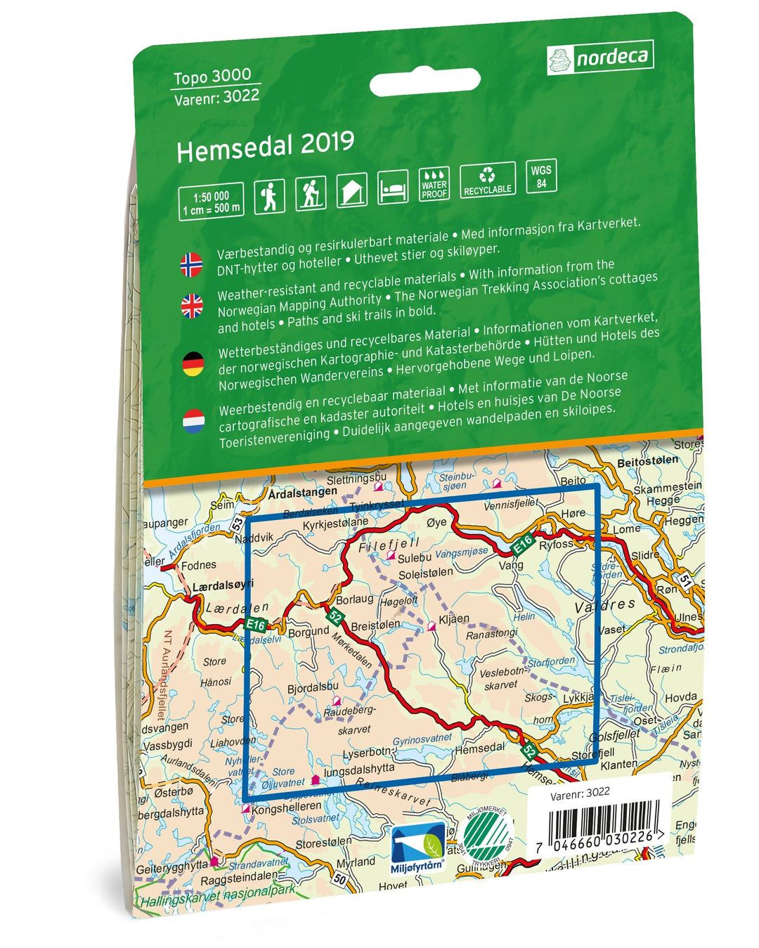 Carte de randonnée n° 3022 - Hemsedal (Norvège) | Nordeca - série 3000 carte pliée Nordeca 