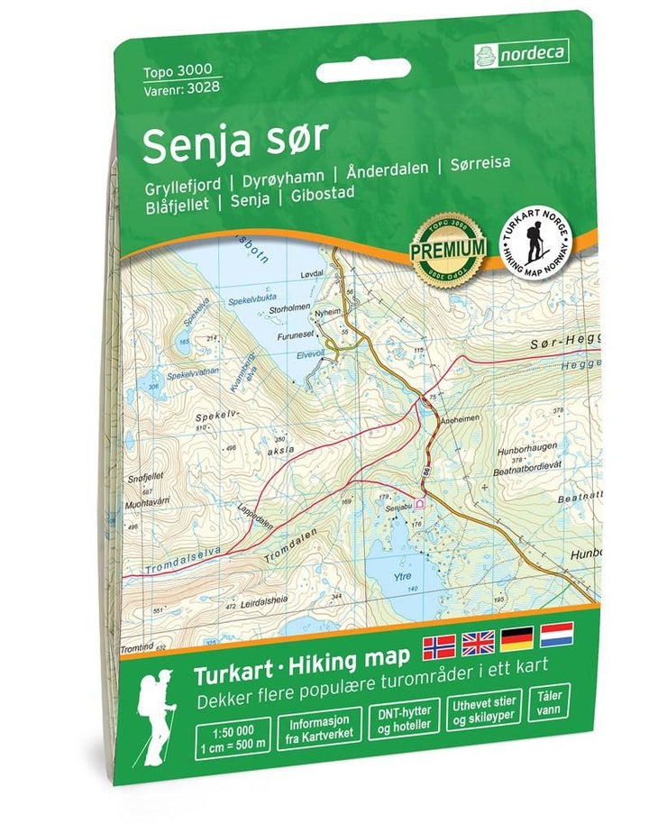 Carte de randonnée n° 3028 - Senja Sud (Norvège) | Nordeca - série 3000 carte pliée Nordeca 