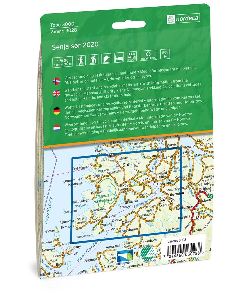 Carte de randonnée n° 3028 - Senja Sud (Norvège) | Nordeca - série 3000 carte pliée Nordeca 