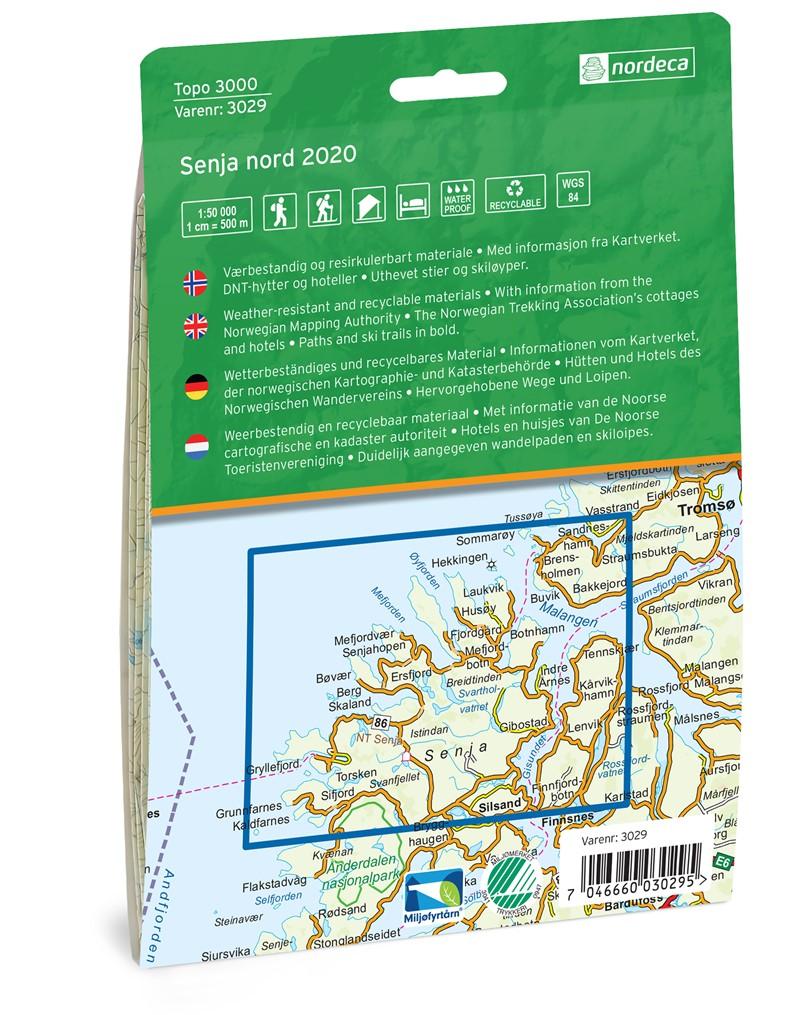 Carte de randonnée n° 3029 - Senja Nord (Norvège) | Nordeca - série 3000 carte pliée Nordeca 