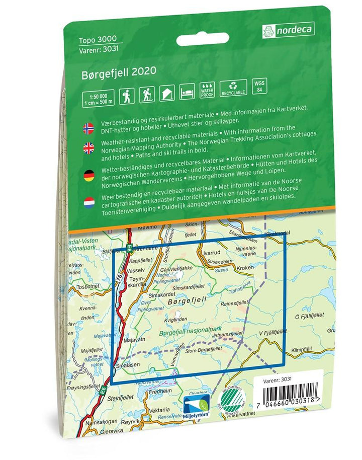 Carte de randonnée n° 3031 - Borgefjell (Norvège) | Nordeca - série 3000 carte pliée Nordeca 