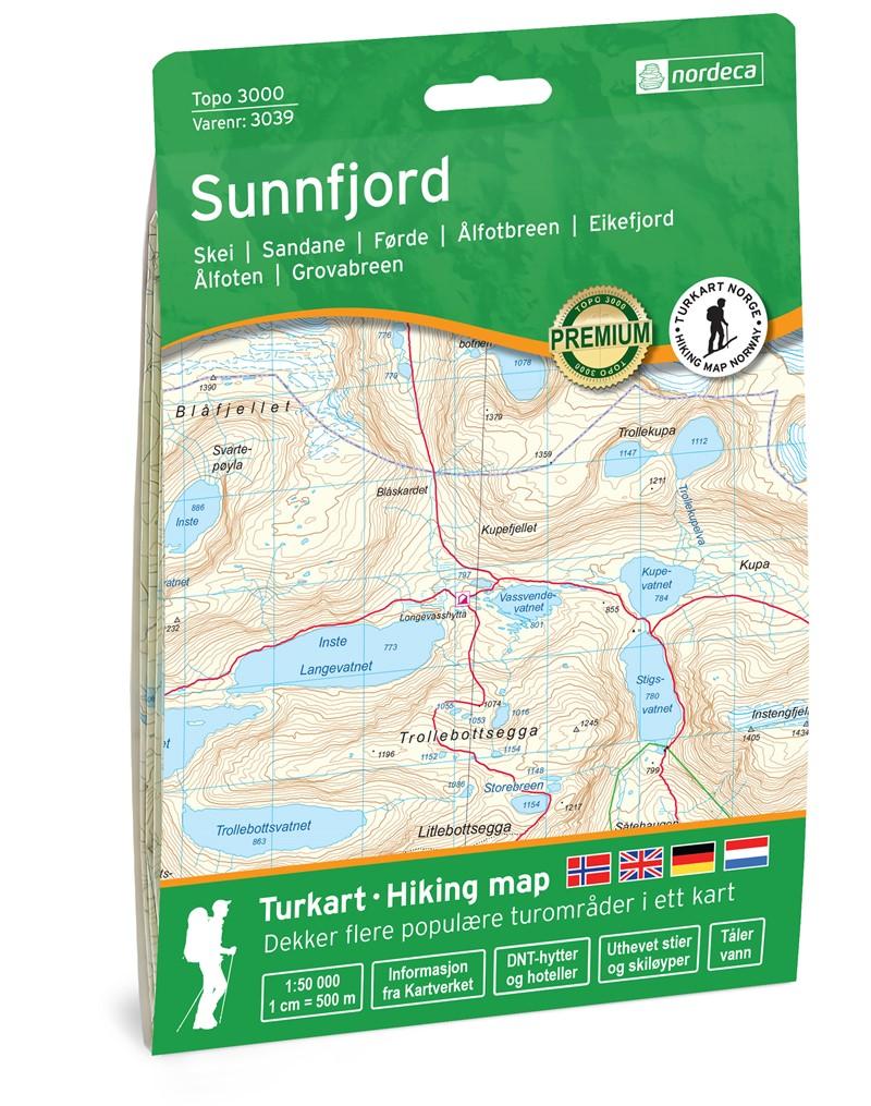 Carte de randonnée n° 3039 - Sunnfjord (Norvège) | Nordeca - série 3000 carte pliée Nordeca 