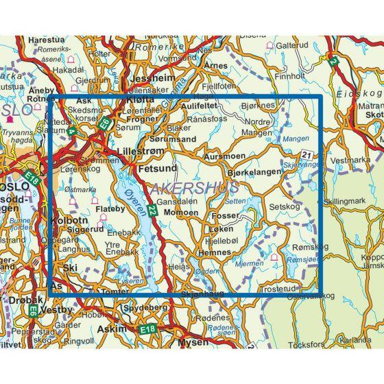 Carte de randonnée n° 3044 - Nedre Romerike (Norvège) | Nordeca - série 3000 carte pliée Nordeca 