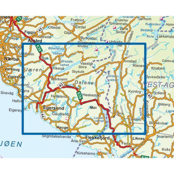 Carte de randonnée n° 3045 - Dalane (Norvège) | Nordeca - série 3000 carte pliée Nordeca 
