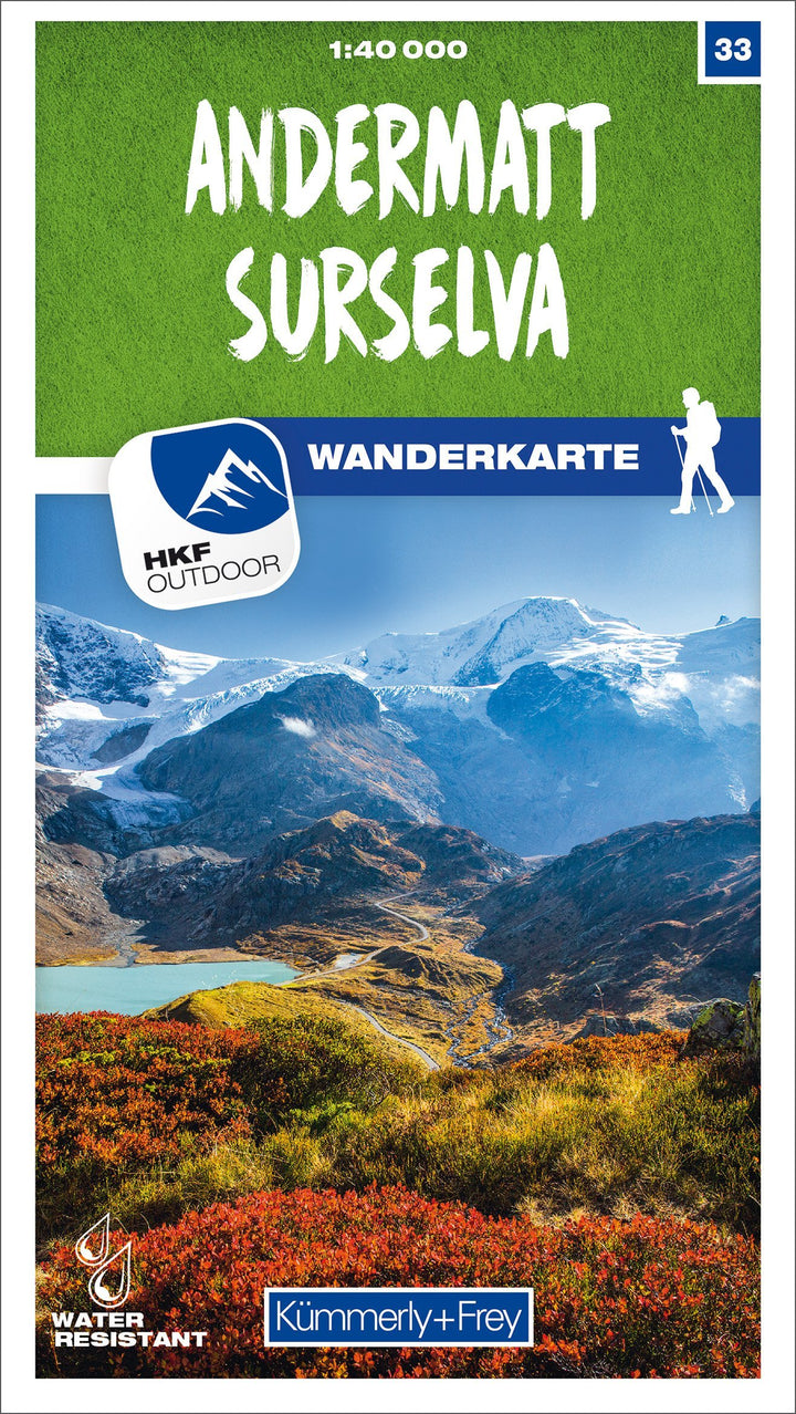 Carte de randonnée n° 33 - Andermatt, Surselva (Suisse) | Kümmerly & Frey-1/40 000 carte pliée Kümmerly & Frey 