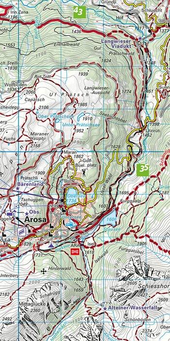 Carte de randonnée n° 35 - Arosa, Lenzerheide, Savognin (Suisse) | Kümmerly & Frey-1/40 000 carte pliée Kümmerly & Frey 