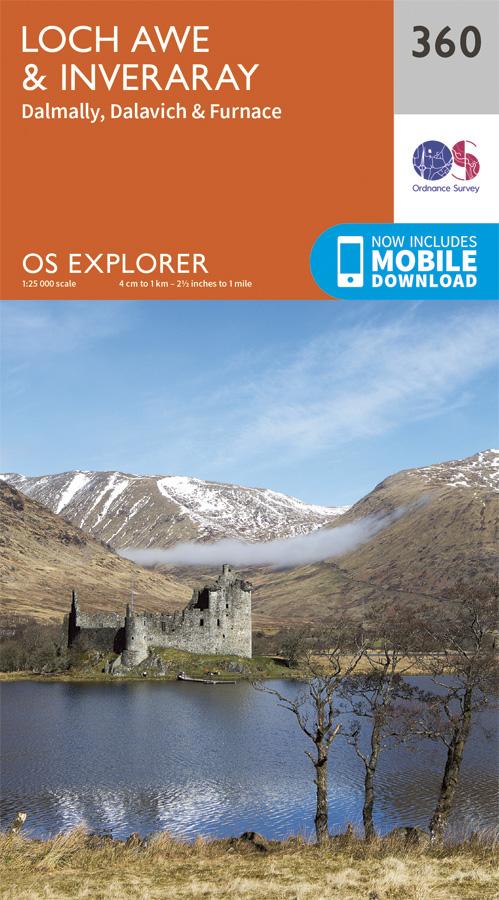 Carte de randonnée n° 360 - Loch Awe, Inveraray (Grande Bretagne) | Ordnance Survey - Explorer carte pliée Ordnance Survey 