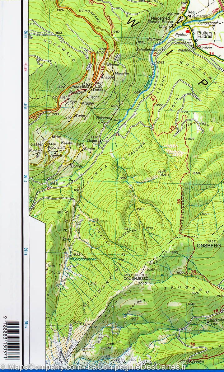 Carte de randonnée n° 37 - Gran Pilastro et des Monti di Fundres (Italie) | Tabacco carte pliée Tabacco 