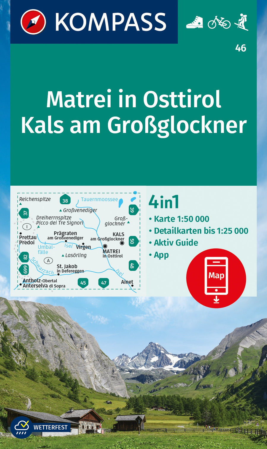 Carte de randonnée n° 46 - Matrei in Osttirol, Kals am Großglockner (Tyrol, Autriche) | Kompass carte pliée Kompass 