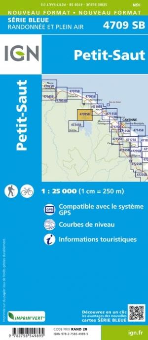 Carte de randonnée n° 4709 - Petit-Saut (Guyane) | IGN - Série Bleue carte pliée IGN 