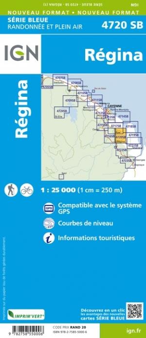 Carte de randonnée n° 4720 - Régina (Guyane) | IGN - Série Bleue carte pliée IGN 