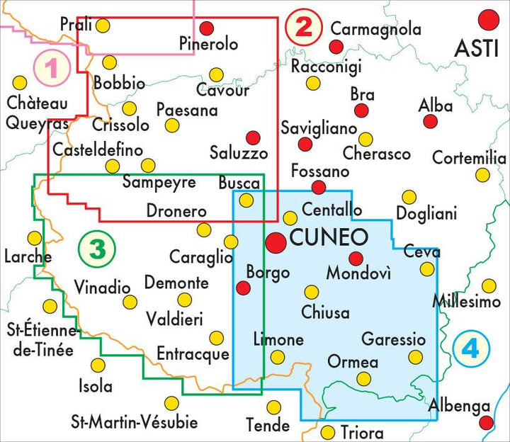 Carte de randonnée n° 50-04 - Val Vermenagna, Valle Pesio, Cuneo, Valli Monregalesi | Fraternali - 1/50 000 carte pliée Fraternali 