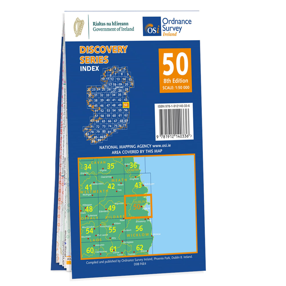 Carte de randonnée n° 50 - Dublin, Kildare, Meath, Wicklow (Irlande) | Ordnance Survey - série Discovery carte pliée Ordnance Survey Ireland 
