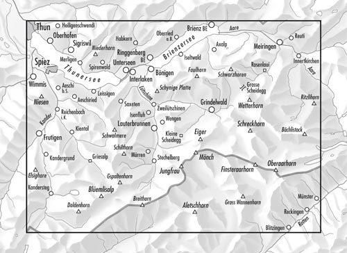 Carte de randonnée n° 5004 - Berner Oberland (Suisse) | Swisstopo - 1/50 000 carte pliée Swisstopo 