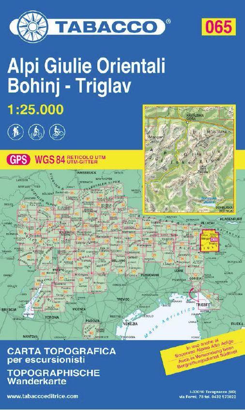 Carte de randonnée n° 65 - Alpi Giulie Orientali - Bohinj - Triglav | Tabacco - La Compagnie des Cartes