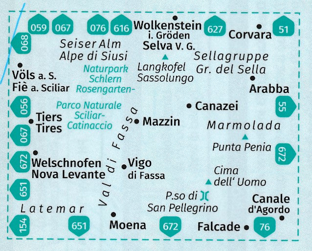 Carte de randonnée n° 650 - Val di Fassa, Marmolada, Dolomiti Fassane (Italie) | Kompass carte pliée Kompass 