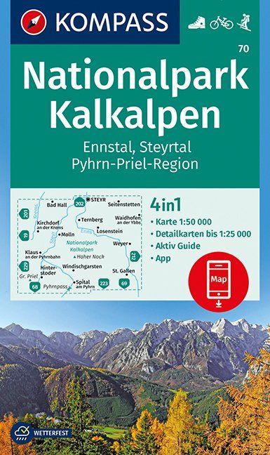 Carte de randonnée n° 70 - Kalkalpen NP, Ennstal, Steyrtal (Tyrol, Autriche) | Kompass carte pliée Kompass 