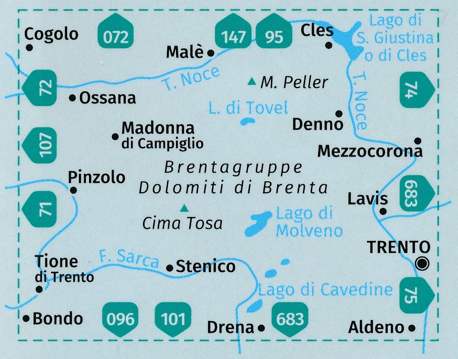 Carte de randonnée n° 73 - Dolomites de Brenta (Italie) | Kompass carte pliée Kompass 
