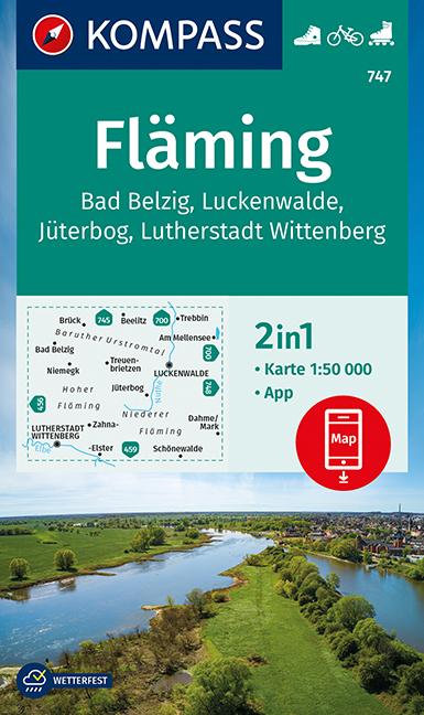 Carte de randonnée n° 747 - Fläming (Allemagne) | Kompass carte pliée Kompass 