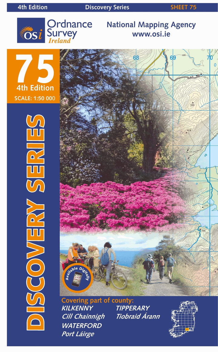 Carte de randonnée n° 75 - Kilkenny /Tipperary, Waterford North (Irlande) | Ordnance Survey - série Discovery carte pliée Ordnance Survey Ireland 