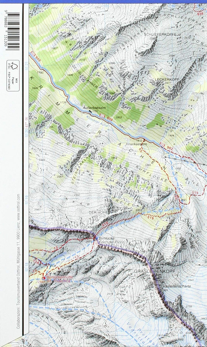 Carte de randonnée n° 75 - Venedigergruppe, Matrei, Virgental, Tauerntal | Tabacco carte pliée Tabacco 