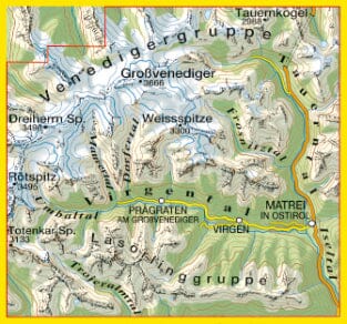 Carte de randonnée n° 75 - Venedigergruppe, Matrei, Virgental, Tauerntal | Tabacco carte pliée Tabacco 