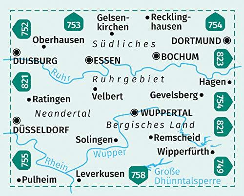 Carte de randonnée n° 756 - Ruhrgebiet Südliches, Neandertal, Bergisches Land (Allemagne) | Kompass carte pliée Kompass 