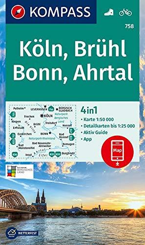 Carte de randonnée n° 758 - Köln, Brühl, Bonn, Ahrtal (Allemagne) | Kompass carte pliée Kompass 