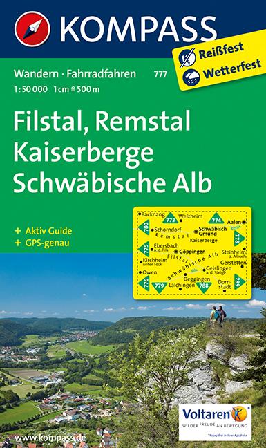 Carte de randonnée n° 777 - Filstal, Remstal, Kaiserberge (Allemagne) | Kompass carte pliée Kompass 