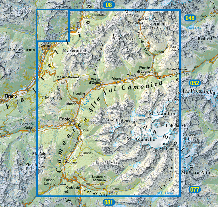 Carte de randonnée n° 79 - Alta Val Camonica, Edolo, Adamello | Tabacco carte pliée Tabacco 