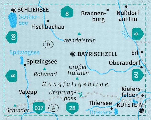 Carte de randonnée n° 8 - Bayrischzell, Schliersee, Fischbachau, Oberaudorf (Allemagne) | Kompass carte pliée Kompass 
