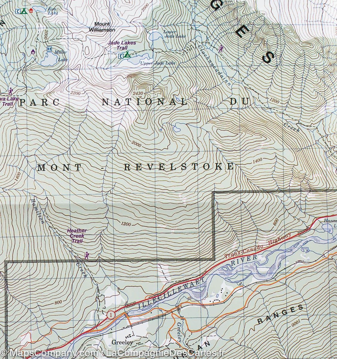 Carte de randonnée &#8211; Parc Revelstoke (Colombie Britannique, Canada) | ITM - La Compagnie des Cartes