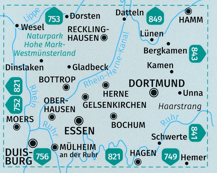 Carte de randonnée n° 823 - Ruhrgebiet 2-set kompass (Allemagne) | Kompass carte pliée Kompass 