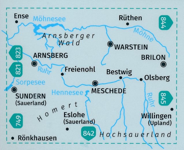 Carte de randonnée n° 841 - Sauerland 1 + Aktiv Guide (Allemagne) | Kompass carte pliée Kompass 