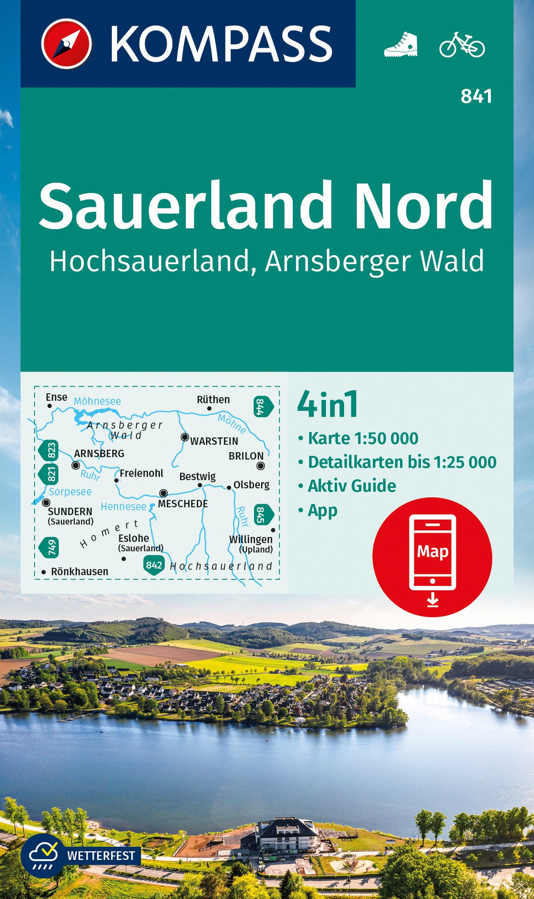 Hiking Map # 841 - Sauerland 1 + Aktiv Guide (Germany)