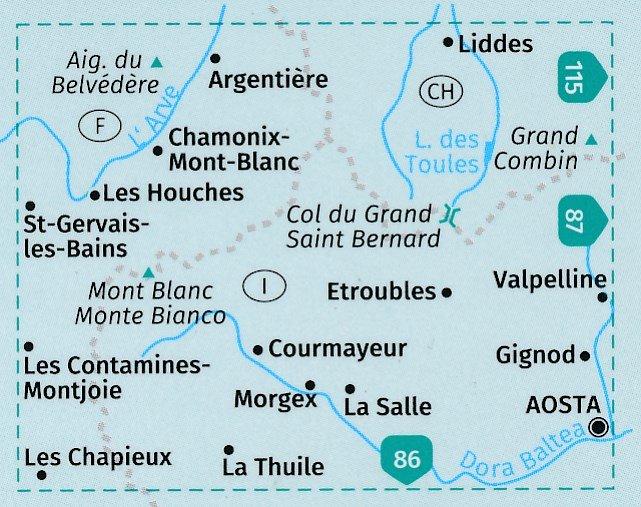 Carte de randonnée n° 85 - Mont Blanc | Kompass carte pliée Kompass 