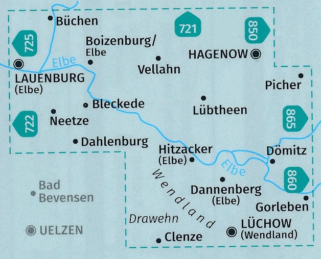 Carte de randonnée n° 862 - Biosphärenregion, Elbtalaue-Wendla (Allemagne) | Kompass carte pliée Kompass 