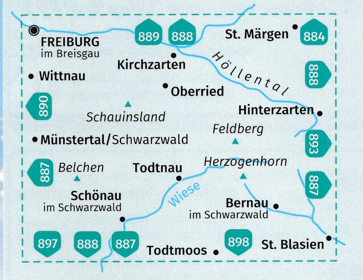 Carte de randonnée n° 891 - Feldberg, Todtnau, Kirchzarten, Hinterzarten + Aktiv Gu (Allemagne) | Kompass carte pliée Kompass 