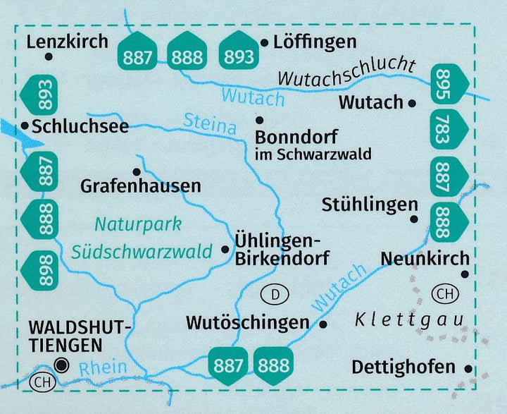 Carte de randonnée n° 899 - Wutachschlucht, Waldshut-Tiengen (Allemagne) | Kompass carte pliée Kompass 